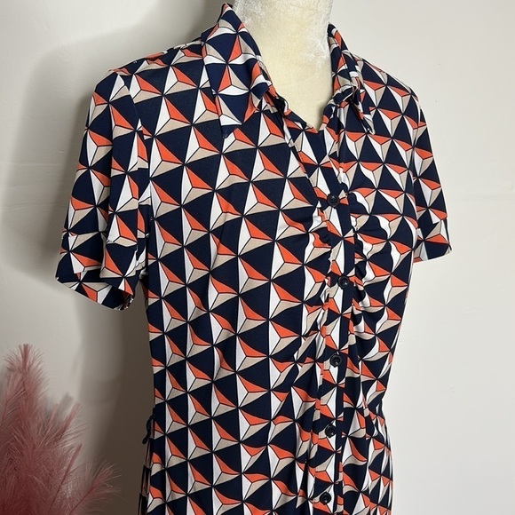MSK • geometric abstract print shirt dress - Picture 4 of 10
